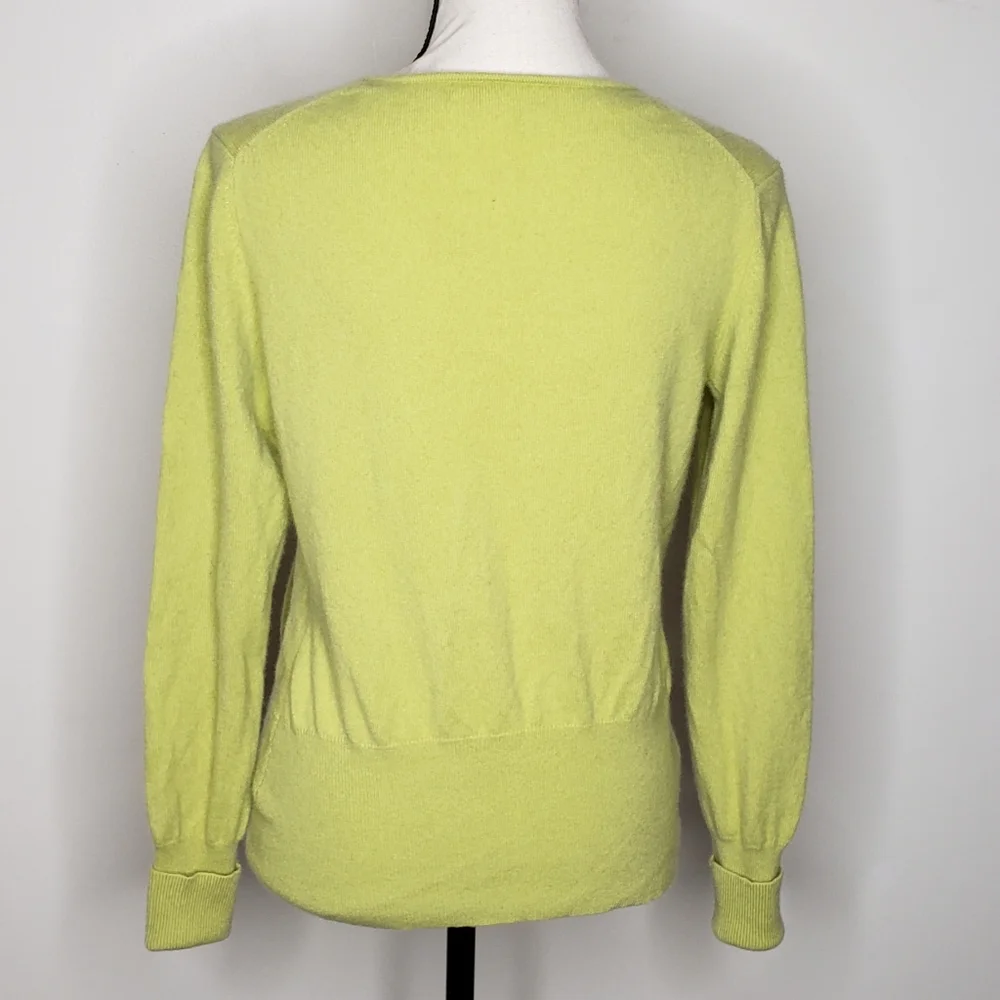 Vintage Sweater Cardigan Small Cashmere Marshall Fields Green Crewneck - Picture 6 of 15